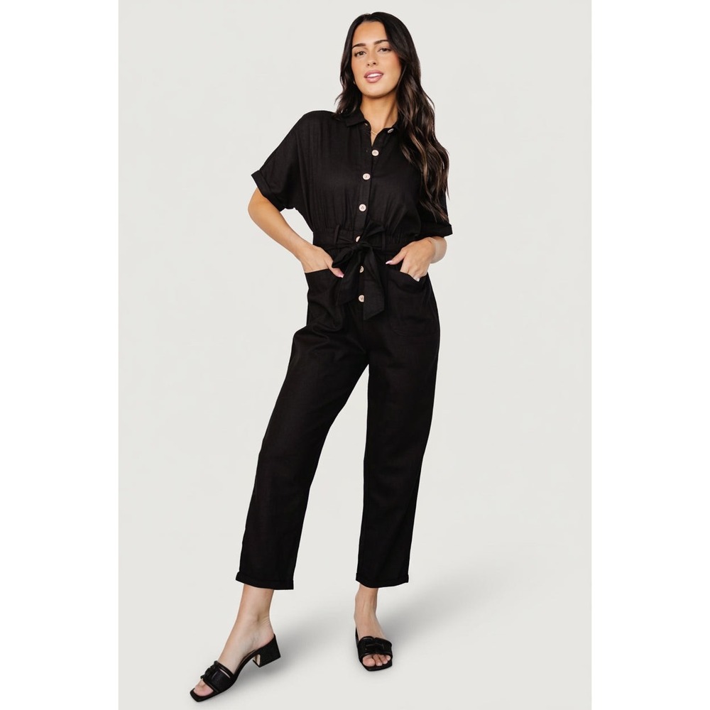 Baltic Born Dallas Button Up Jumpsuit Size M black